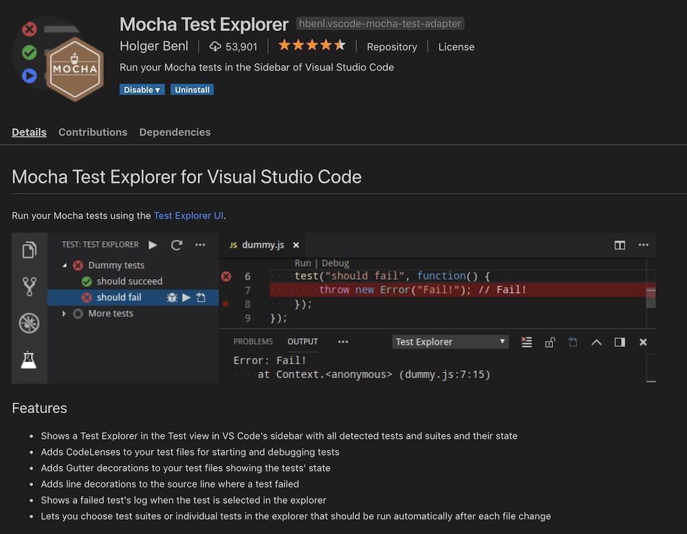 Mocha Test Explorer